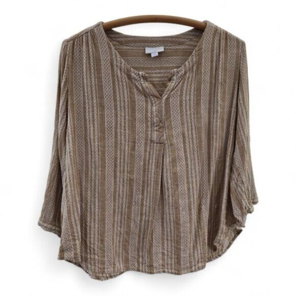 J.Jill Tops - J.Jill Womens Striped Beige & White Rayon Top Size M